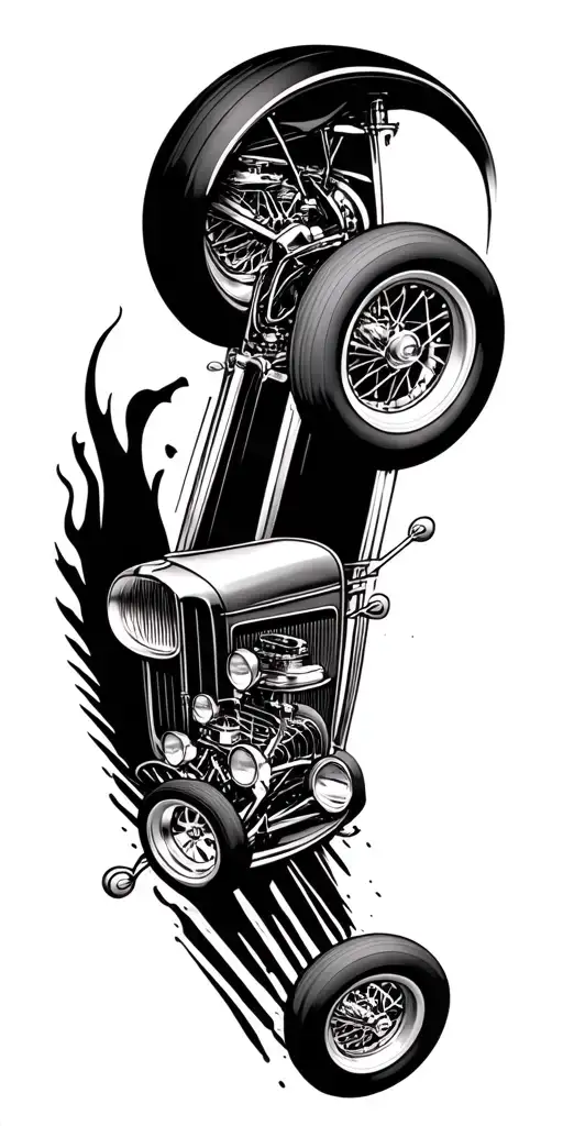 Hotrod Car Racing tattoo design idea