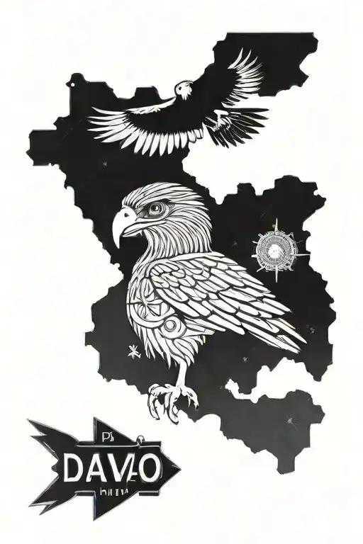 davao city with philippine eagle, street signs and building design tattoo design idea