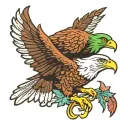 american bald eagle hugging a quetzal bird and a torogoz bird tattoo design idea