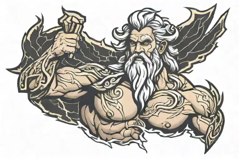 ZEUS WITH LIGHTNING tattoo design idea