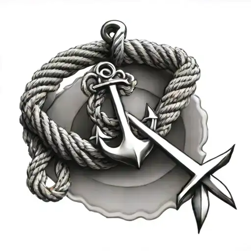 arm band nautical tattoo with rope and anchor intertwined tattoo design idea