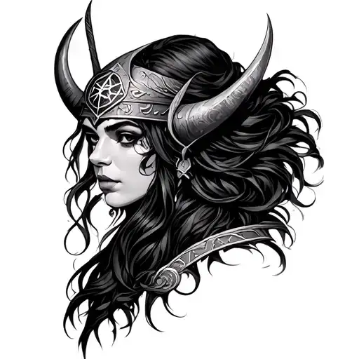 Wicca and Viking women's tattoo design idea