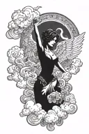 crime angel cloud background tattoo design idea