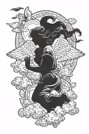 crime angel cloud background tattoo design idea