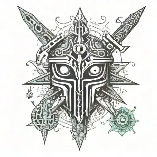 Master Sword Majoras Mask Patterns Tattoo Idea  tattoo design idea