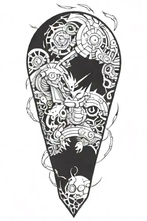 Pokemon battle scene tattoo design idea