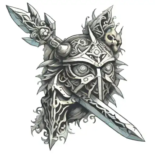 Master sword majoras mask patterns tattoo design idea