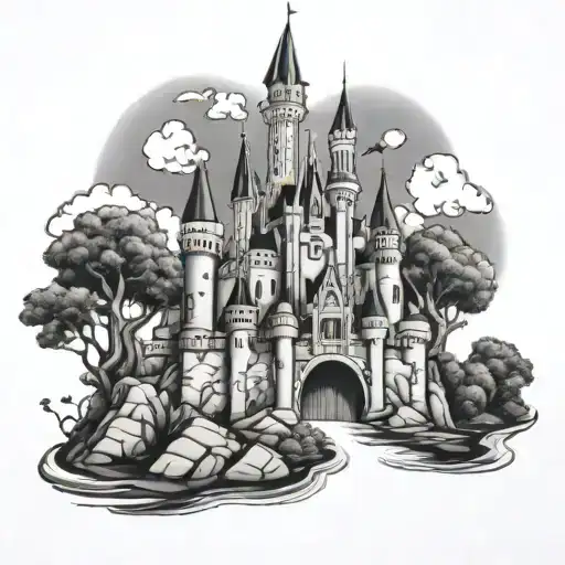 Disney castle tattoo design idea