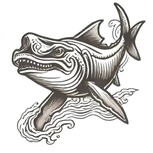 hammerhead shark swimming tattoo design idea