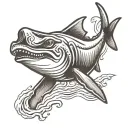 hammerhead shark swimming tattoo design idea