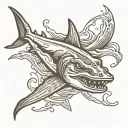 hammerhead shark swimming tattoo design idea