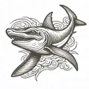 hammerhead shark swimming tattoo design idea