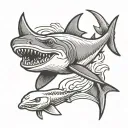 hammerhead shark swimming tattoo design idea