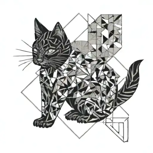 cat geometry spirit totem tattoo design idea
