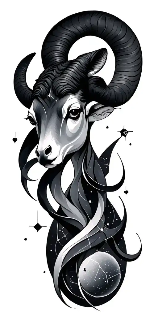 Aries constellation intertwined tattoo design idea