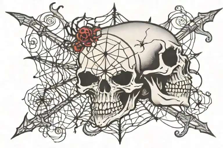skull and spider web tattoo for elbow tattoo design idea