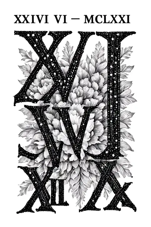 "XXVII • V • MCMLXXXI" roman numerals birthdate tattoo design idea