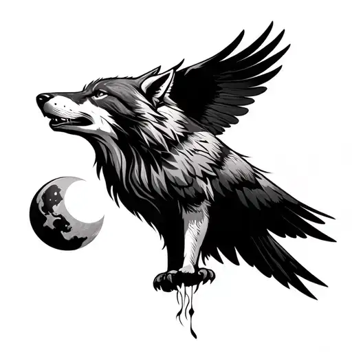 Wolf: Minimalist head or howling pose. Pair it with a moon for emotional balance.	•	Falcon: Wing spread design, or falc tattoo design idea