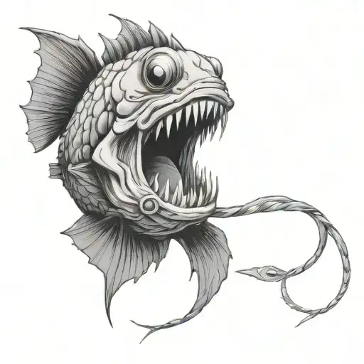 angler fish, with bio luminessance tattoo design idea