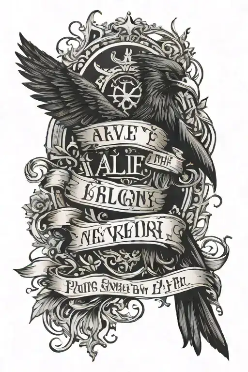 To create a tattoo with the text "all my life with pain, but never giving up" in the style of the movie "Raven", you can use the following elements::  1. * * Font**: The font must be Gothic, dark, and similar to the one used in the movie. For example, the font "Neo Gothic" or "Gotham". 2. * * Color scheme**: The traditional colors for "Raven" are black, white, and red. 3. * * Location**: These tattoos are usually placed on the chest, back, or arms.  ** Sample design**: - * * Font**: "Neo Gothic" - **Color**: Black text on a white background with red accents. - **Composition**: Text can be placed in the center, surrounded by thin lines that resemble the wings of a raven.  ** Sample code for creating a Crow-shaped tattoo in the Adobe Illustrator image editor:**  ```svg <svg height="100" width="100">   <defs>     <filter id="drop-shadow" x="0" y="0" width="200%" height="200%">       <feGaussianBlur stdDeviation="10" />       <feOffset dx="4" dy="4" />       <feSpecularLighting specularColor="#fff" specularExponent="10" lighting-color="#000">         <fePointLight x="-1000" y="-1000" z="1000" />       </feSpecularLighting>     </filter>   </defs>   <text filter= "url(#drop-shadow) "style=" font-family: 'Neo Gothic', sans-serif; font-size: 40px; fill: #000;"> all my life with pain, but never giving up < / text> < / svg> `` This code will create a simple but effective "Crow" style tattoo. tattoo design idea