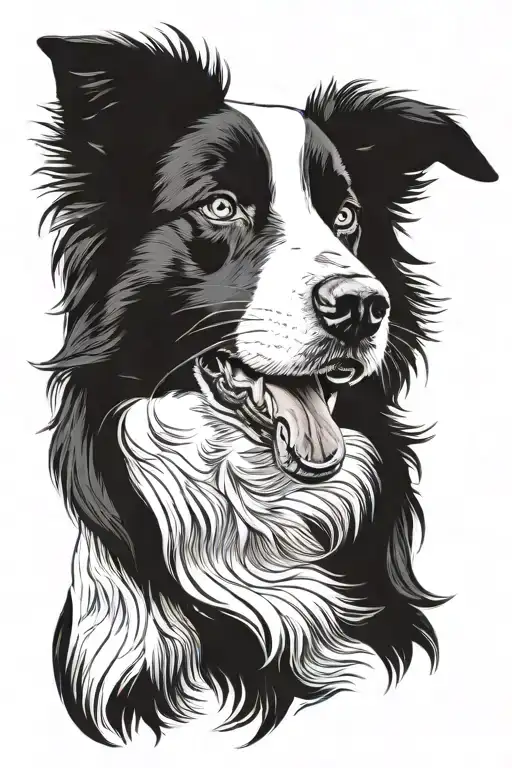 border collie floppy ears herding portrait tattoo tattoo design idea