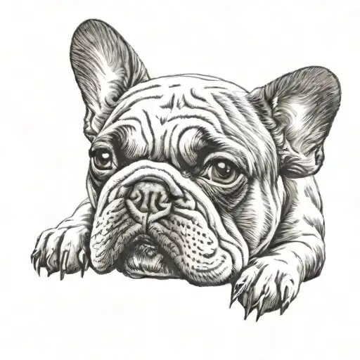 French bulldog with white patch on eye  tattoo design idea