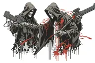Grim Reaper iced out chain and a Glock tattoo design idea