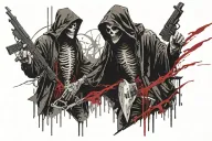 Grim Reaper iced out chain and a Glock tattoo design idea