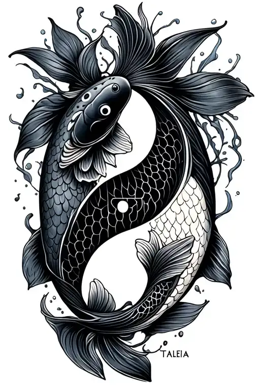 "Eli Taleia" koi fish yin yang tattoo design idea