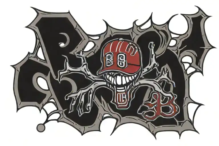 Boston Red Sox "B" in a spider web tattoo design idea