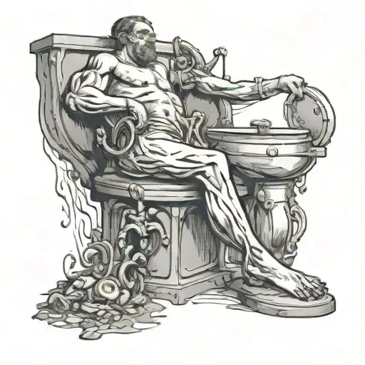 slave toilet scene tattoo design idea
