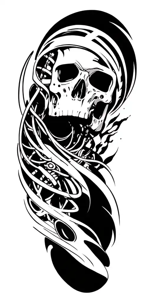biomechanical sleeve tattoo design idea