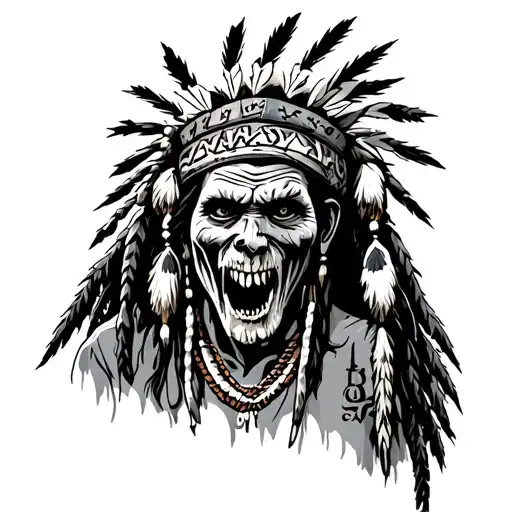 dread Native American plumber fixing tattoo design idea