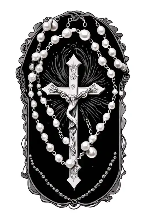 pearl rosary tattoo design idea