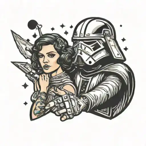 ring finger couple Star Wars tattoo design idea