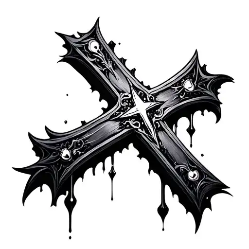 cross made cyber sigilism tattoo design idea