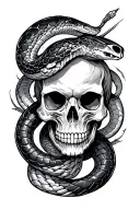 cyberpunk skull and snake tattoo design idea