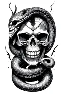 cyberpunk skull and snake tattoo design idea