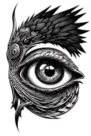 Norse Raven Eyeball Tricep Knowledge tattoo design idea