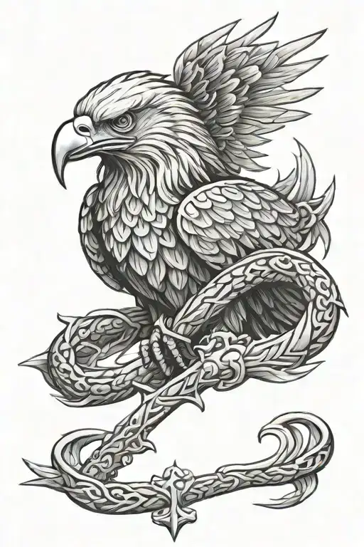 eagle sword snake tattoo design idea