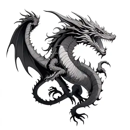 3 headed dragon emerging tattoo design idea