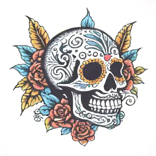 mexican Skull Mysterious tattoo design idea