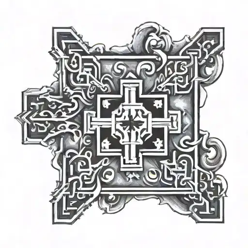 Jerusalem cross with delicate tattoo design idea