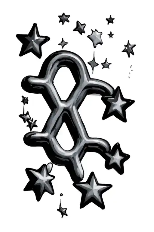 stars floating up to sky with oxytocin chemical symbol tattoo design idea