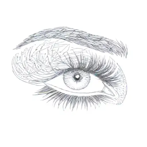 a woman's eyelashes tattoo design idea