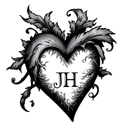 heart with the initials JH and CD tattoo design idea