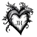 heart with the initials JH and CD tattoo design idea