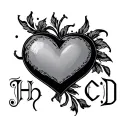 heart with the initials JH and CD tattoo design idea