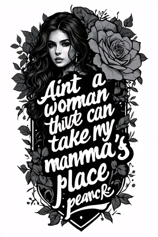 quote "aint a woman alive that can take my mamma's place tattoo design idea