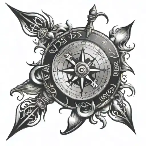 Viking compass tattoo design idea